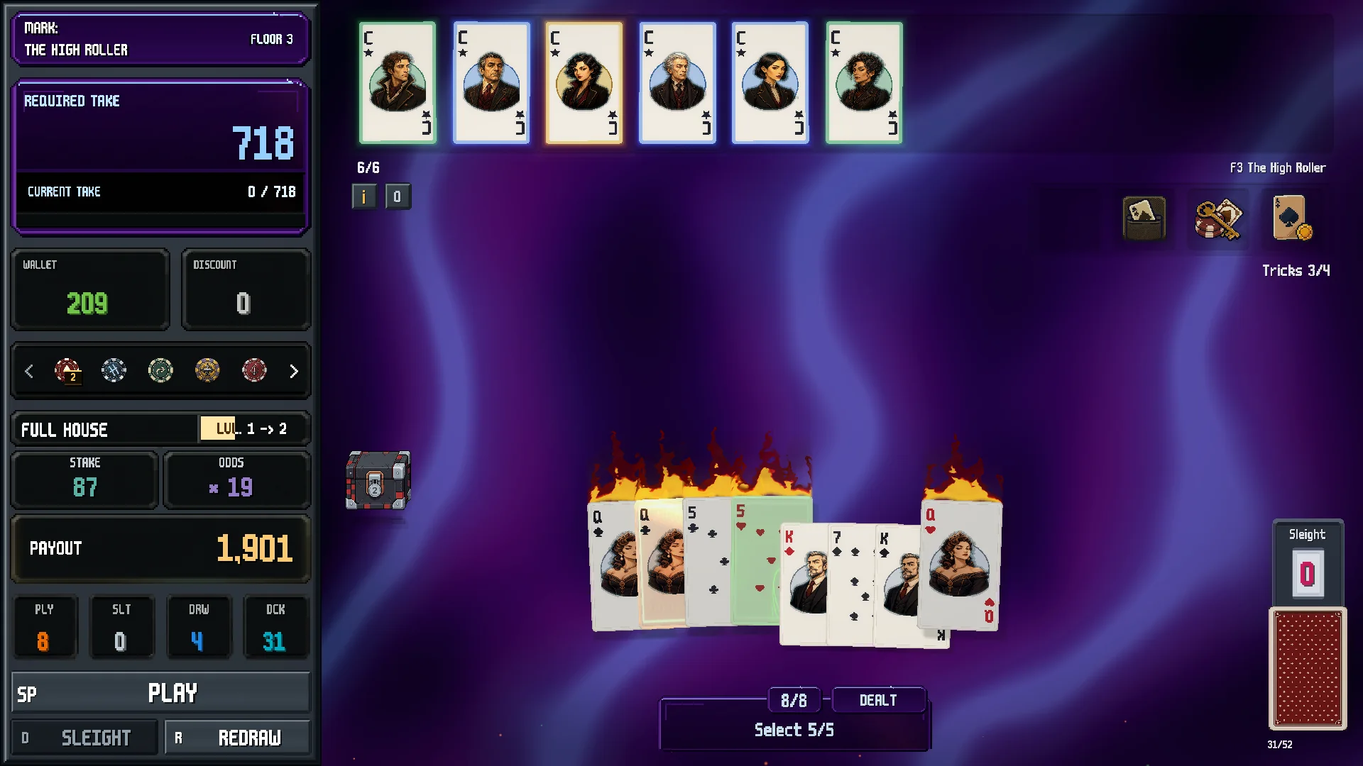 Beat a Pit Boss and a Score Case drops. Claim the reward now or carry it to the next boss and gamble for a richer tier.